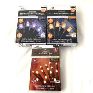 Holloween Led Micro Lights Purple Orange Indoor Outdoor Home Decoration 3 Pack